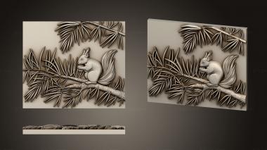 Art pano (Facade squirrel on a spruce branch, PH_0556) 3D models for cnc