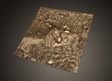 Панно художественные (Лось в лесу Вариант 2 PH 0333 панно без рамы, PH_0560) 3D модель для ЧПУ станка