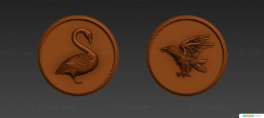 Панно художественные (Лебедь и ворона, PH_0566) 3D модель для ЧПУ станка