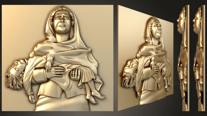 Панно религиозные (Женщина с ребенком, PR_0315) 3D модель для ЧПУ станка