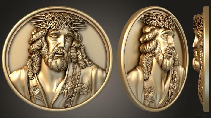 Religious panels (Panel with Jesus Christ in a wreath, PR_0320) 3D models for cnc