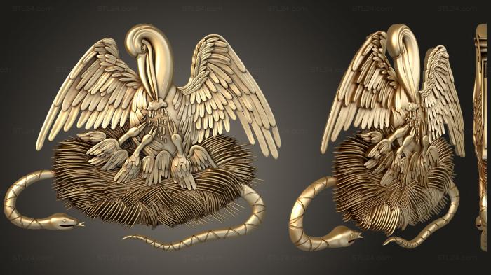Панно религиозные (Пеликан с птенцами, PR_0330) 3D модель для ЧПУ станка