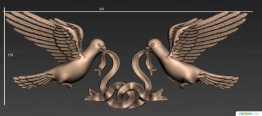 Religious panels (Two pigeons with a ribbon in their beak, PR_0364) 3D models for cnc