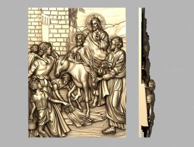 Religious panels (The entry of the Lord into Jerusalem, PR_0388) 3D models for cnc