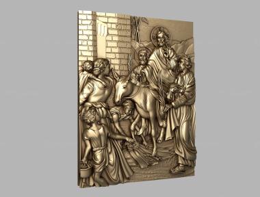 Religious panels (The entry of the Lord into Jerusalem, PR_0388) 3D models for cnc