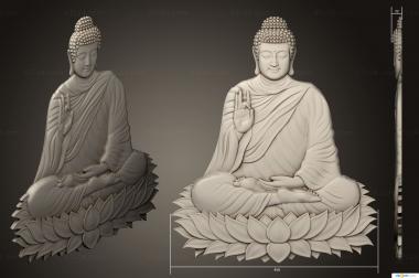 Religious panels (Buddha statuette version1, PR_0392) 3D models for cnc