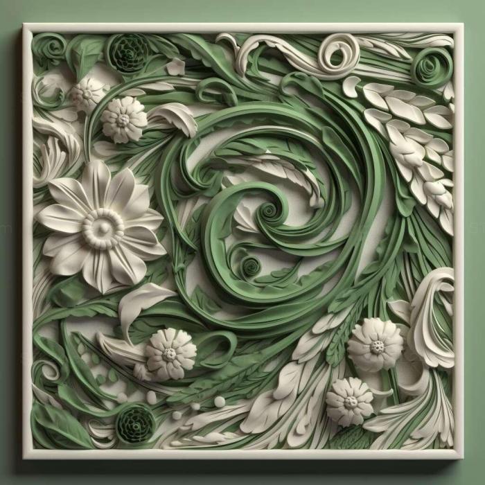Patterns and decorations (Green white 1, PATTERN_1169) 3D models for cnc