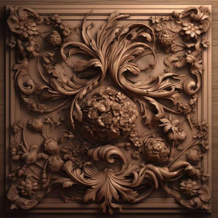 Patterns and decorations (Baroque style carved 2, PATTERN_1562) 3D models for cnc