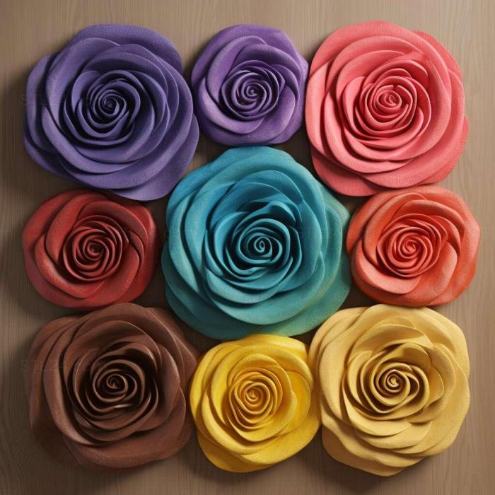 Patterns and decorations (St Rainbow roses 2, PATTERN_478) 3D models for cnc