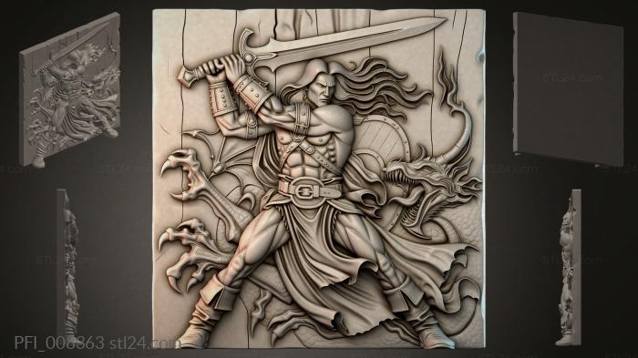Панно фентези (PFI_008363) 3D модель для ЧПУ станка