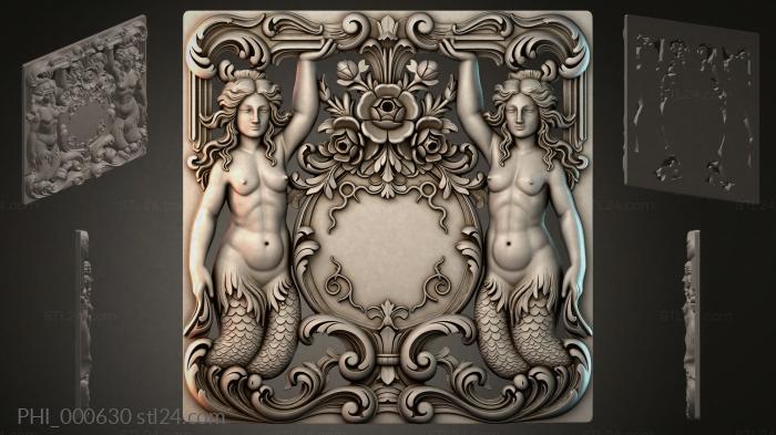 Different panels (PHI_000630) 3D models for cnc