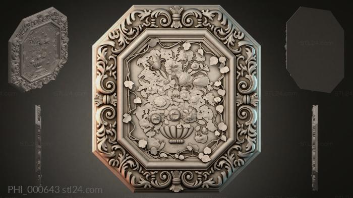 Different panels (PHI_000643) 3D models for cnc