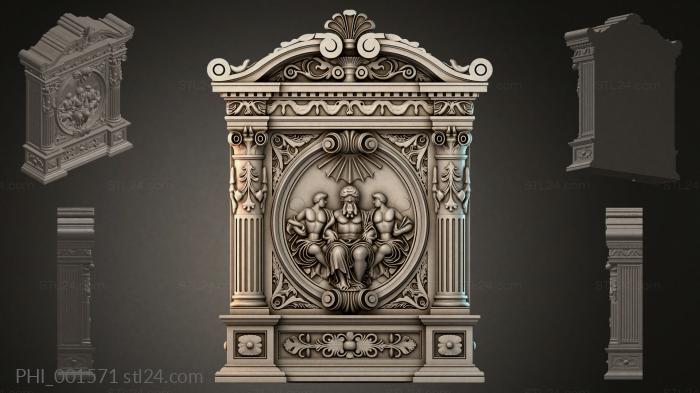 Different panels (PHI_001571) 3D models for cnc