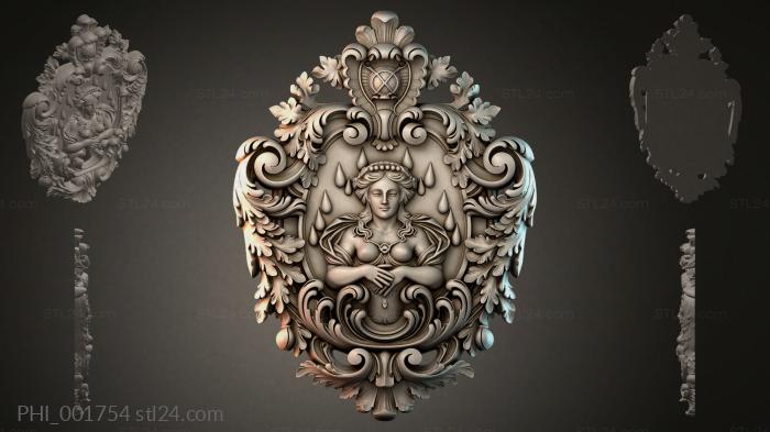 Different panels (PHI_001754) 3D models for cnc