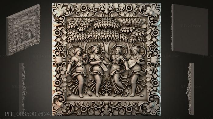 Different panels (PHI_003500) 3D models for cnc