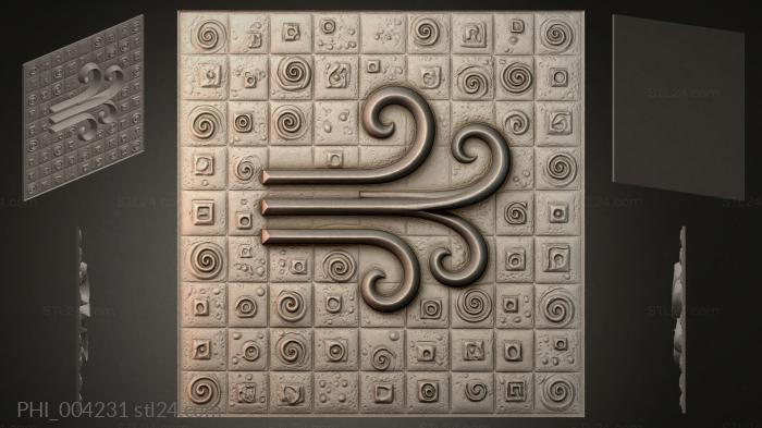 Different panels (PHI_004231) 3D models for cnc