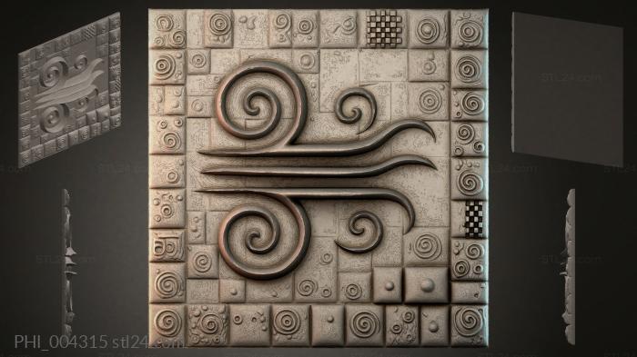 Different panels (PHI_004315) 3D models for cnc