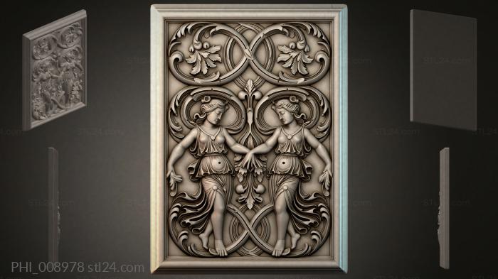 Different panels (PHI_008978) 3D models for cnc