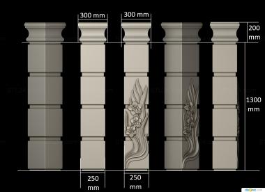 Pilasters (Post with foliage, PL_0191) 3D models for cnc