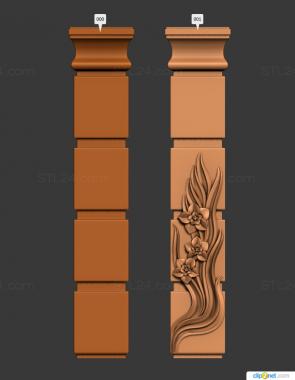 Pilasters (Post with foliage, PL_0191) 3D models for cnc