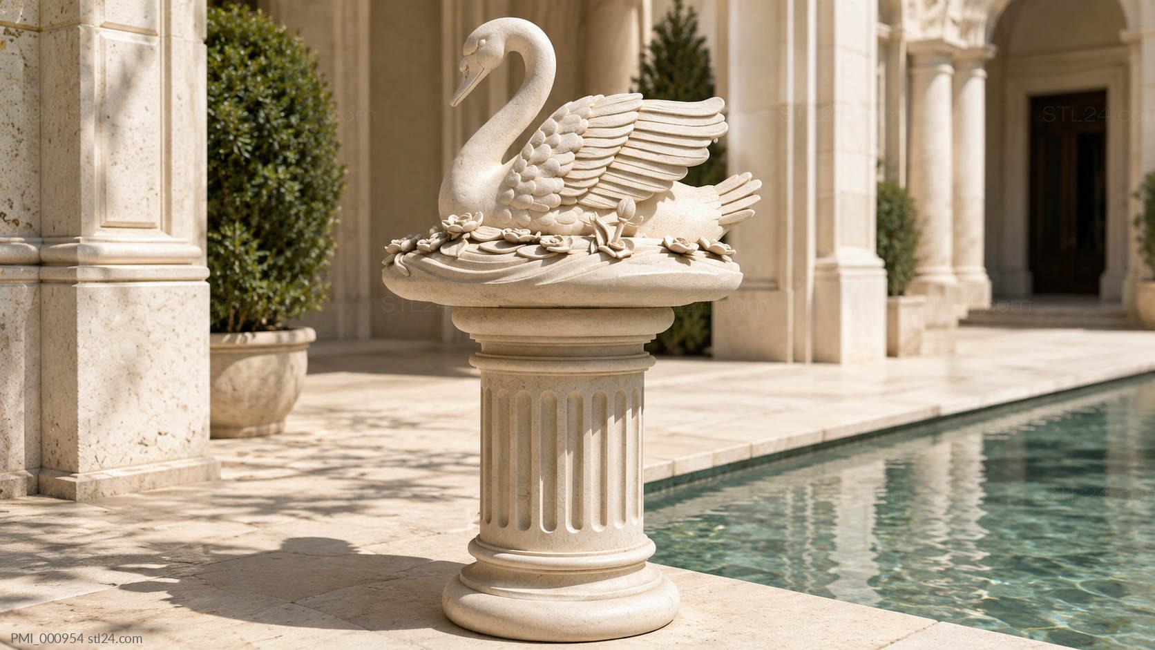 Swans Column Various monuments - Swan on a Column, PMI_000954. 3D stl model for CNC