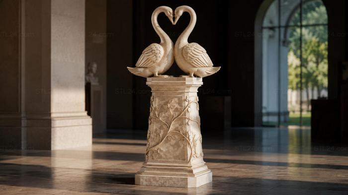 Swans Column Various monuments - Swans on a Column, PMI_003129. 3D stl model for CNC
