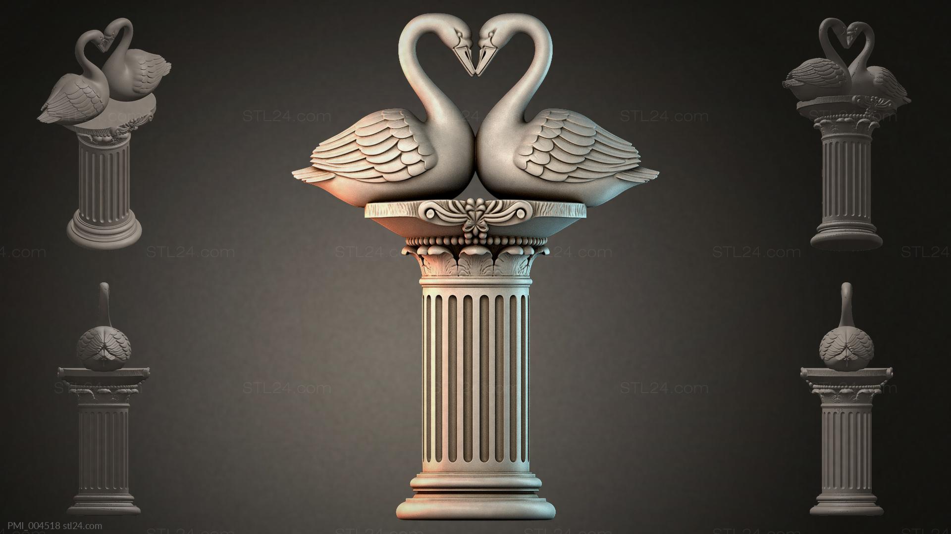 Swans Column Various monuments - Swans on a Column, PMI_004518. 3D stl model for CNC