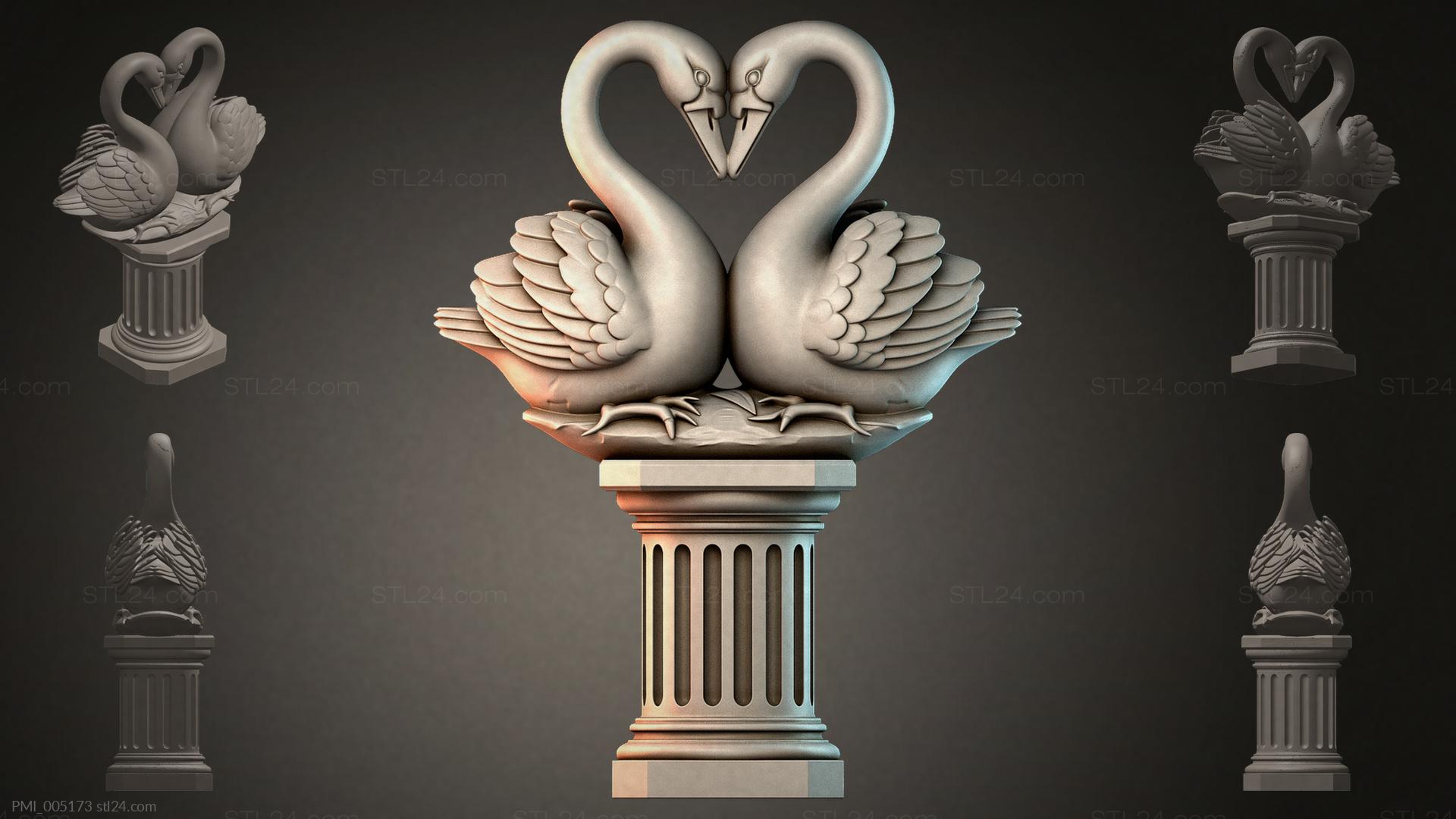 Swans Column Various monuments - Swans on a Column, PMI_005173. 3D stl model for CNC