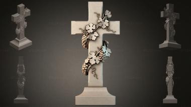 Various monuments (Cross with grapevine and leaves on a pedestal, PMI_010783) 3D models for cnc