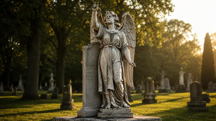 Monument to an angel with wings on a pedestal 3d STL model