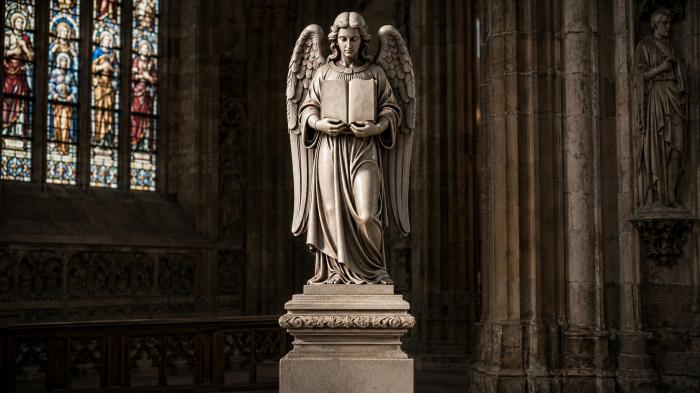 Angel with a book on a pedestal 3d STL model