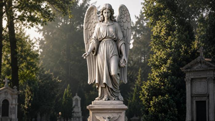 Angel with wings in a long dress 3d STL model