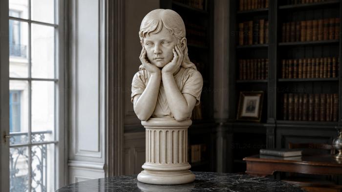 Various monuments (Bust of a pensive boy with a column base, PMI_011093) 3D models for cnc