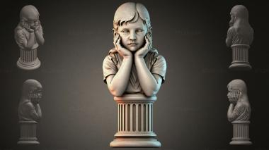 Various monuments (Bust of a pensive boy with a column base, PMI_011093) 3D models for cnc