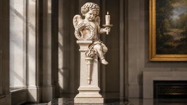 Various monuments Angel on a pedestal with a torch and a wreath 3d model
