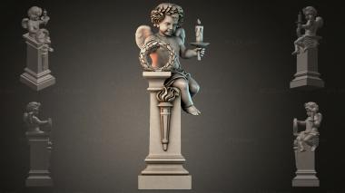 Various monuments (Angel on a pedestal with a torch and a wreath, PMI_011094) 3D models for cnc