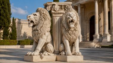 Various monuments Classic architectural lion with column 3d model