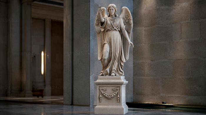 Angel on a pedestal with drapery and garlands 3d STL model