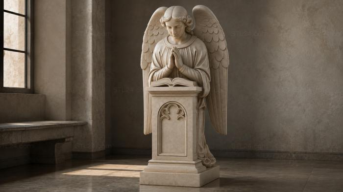 Angel with a book on a pedestal 3d STL model