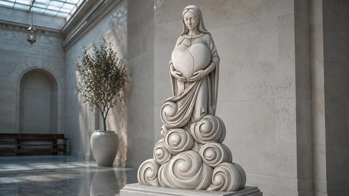 Pregnant woman with curls, figurine monument 3d STL model