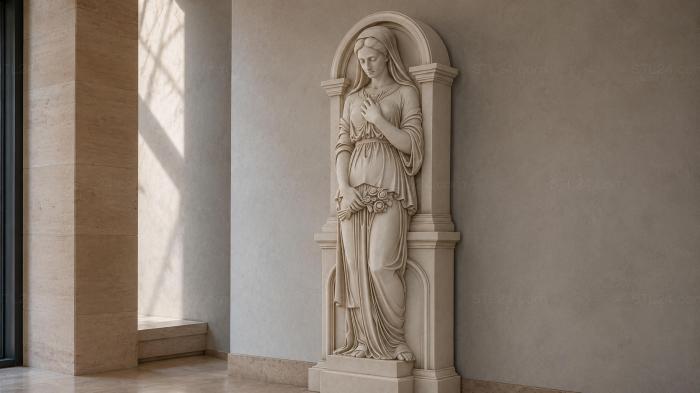 Various monuments (Female statue in a niche with an architectural frame, PMI_011114) 3D models for cnc