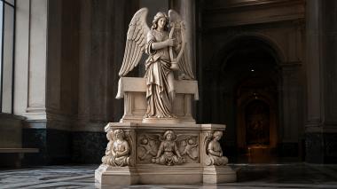 Various monuments Monument to an angel with a lyre on a pedestal with caryatids 3d model