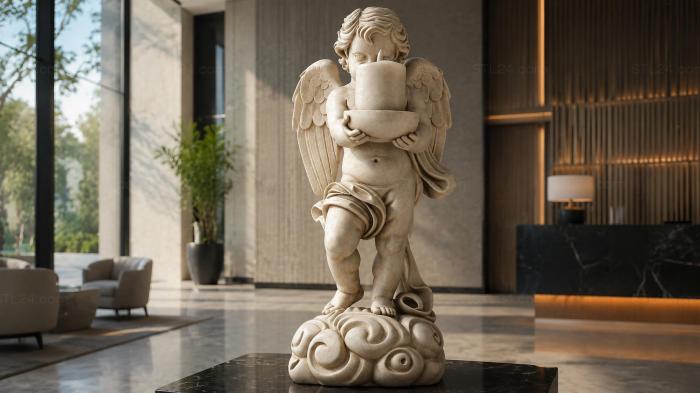 Putto with a Candlestick on a Cloud 3d STL model