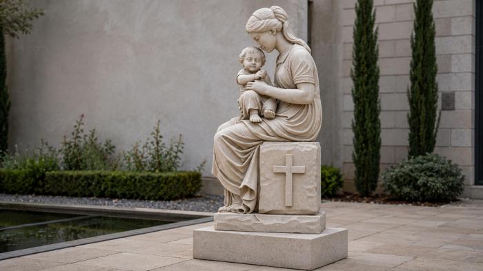 Madonna and Child on the Cross religious monument 3d STL model