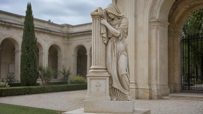 Monument to a woman with a column and a cross 3d STL model