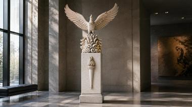 Various monuments Monument with an eagle and a torch on a column 3d model