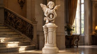 Various monuments Angel with a laurel wreath on a column 3d model