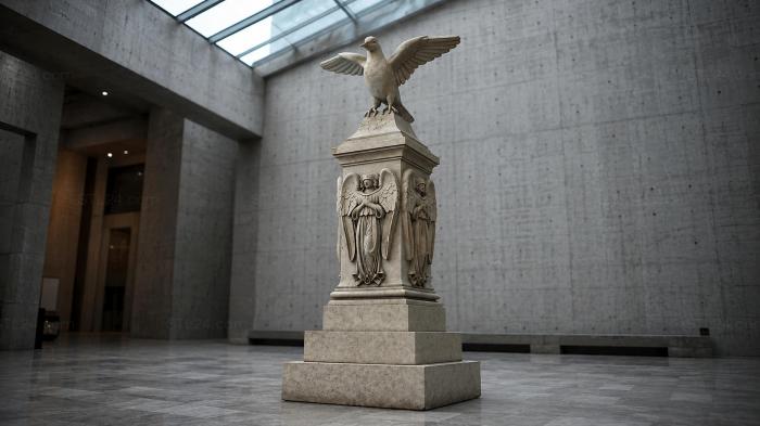 Various monuments (Monument with a winged angel and a dove on a pedestal, PMI_011121) 3D models for cnc