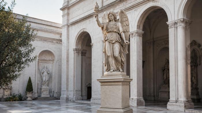 Angel with a torch on a pedestal 3d STL model