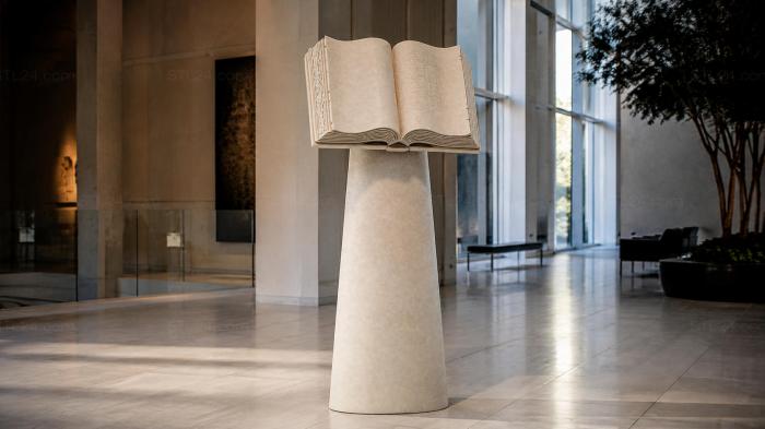 Monument with an open book on a conical stele 3d STL model